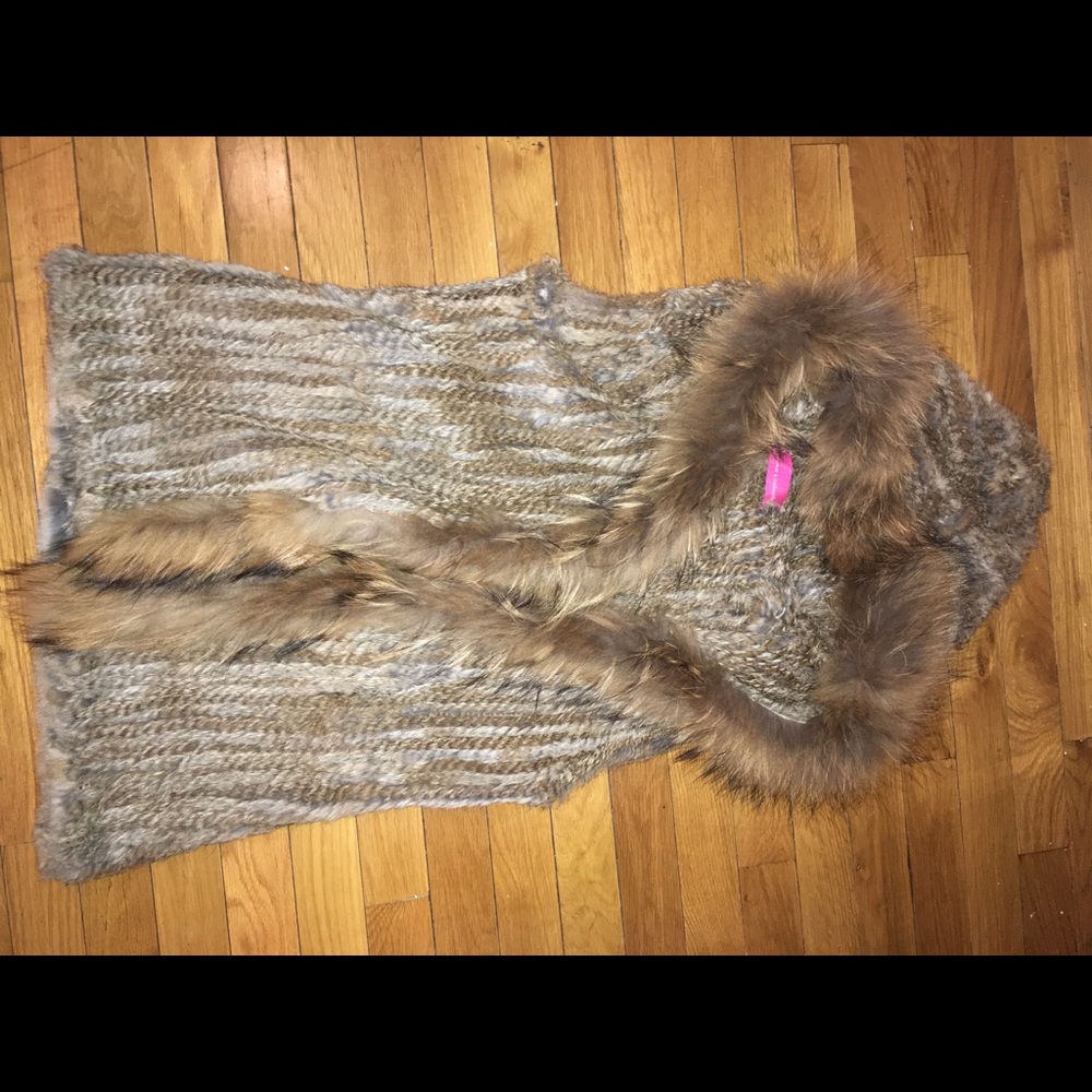 Rabbit Fur Vest with Hood